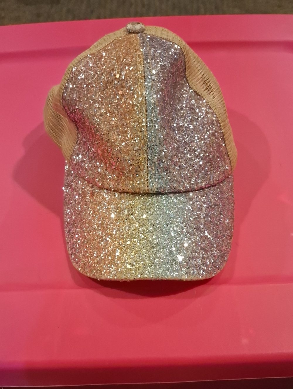 C.C Kids Sparkle Trucker Hat in Gold and Silver Glitter
